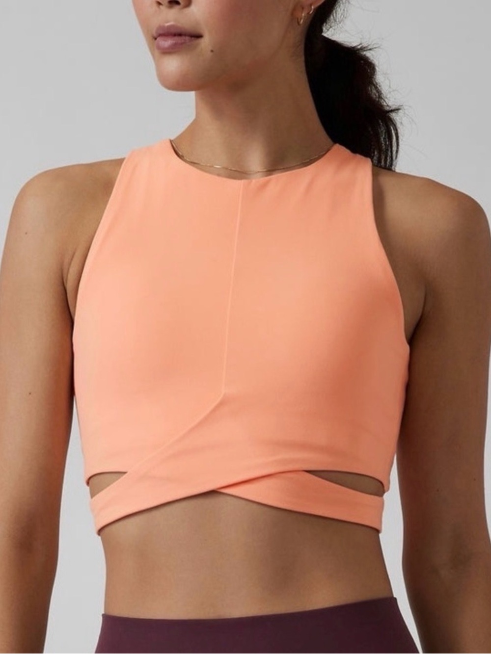Athleta Conscious Cut Out Crop Peach Active Sports Bra